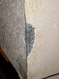 Damaged metal drywall cornerbead.